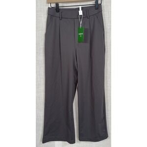 NWT Halara Women's S Small Petite Wide Leg Trouser‎ Pants Dark Gray Brown NEW